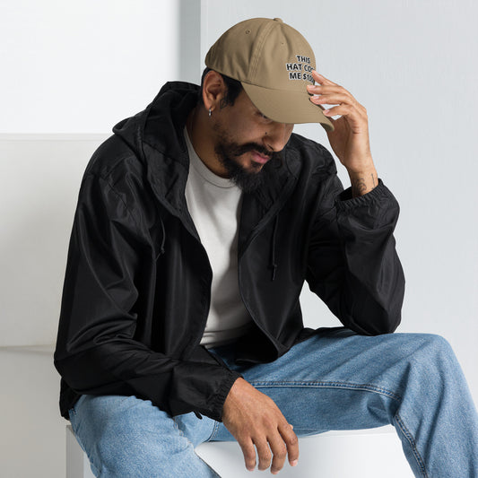 This Hat Cost Me $100 Khaki Dad Hat front – Funny Adjustable Baseball Cap