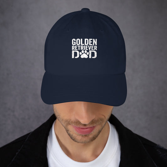 Golden Retriever Dad Adjustable Baseball Cap – Navy Dog Dad Hat