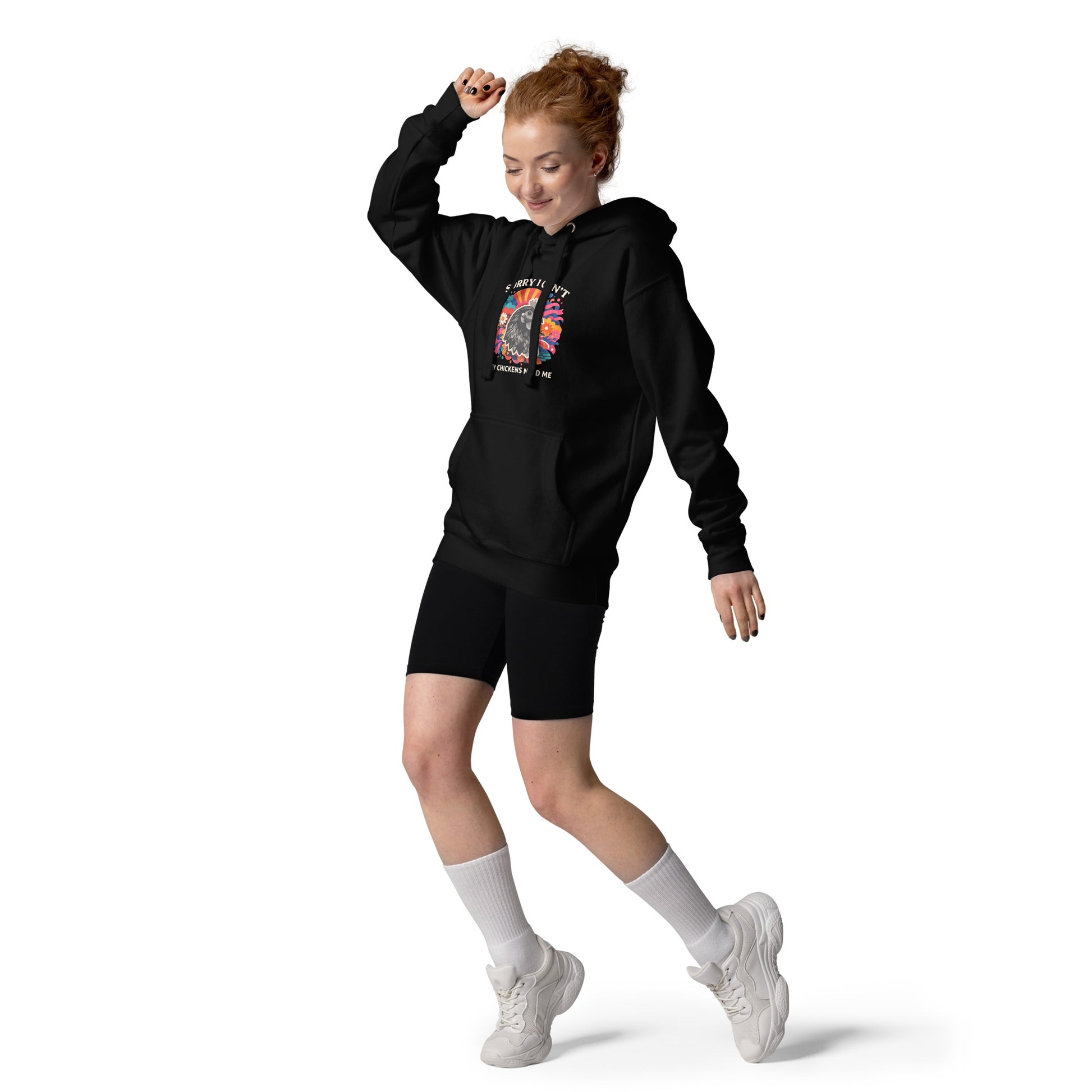 Funny vintage chicken lover hoodie featuring backyard hens with the quote Sorry I Can't, My Chickens Need Me.
