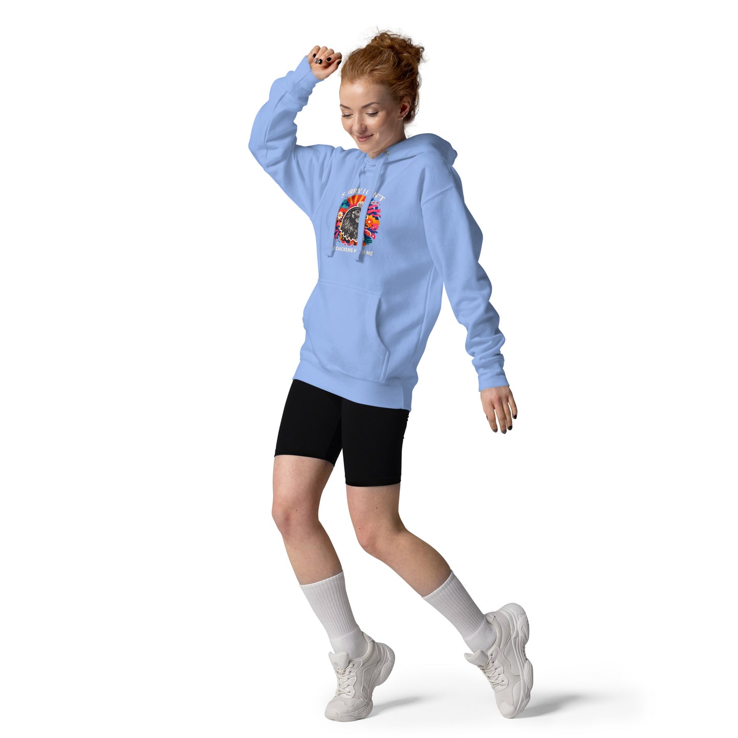 Funny vintage chicken lover hoodie featuring backyard hens with the quote Sorry I Can't, My Chickens Need Me.